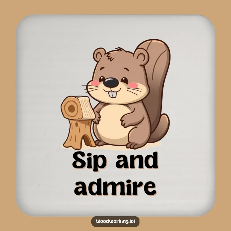 Funny Delighted Beaver Coaster: Protect Surfaces with Pride and Playful Gift