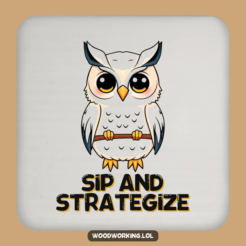 Funny Owl Architect Drink Coaster: Protect Surfaces with Wise Owl Design