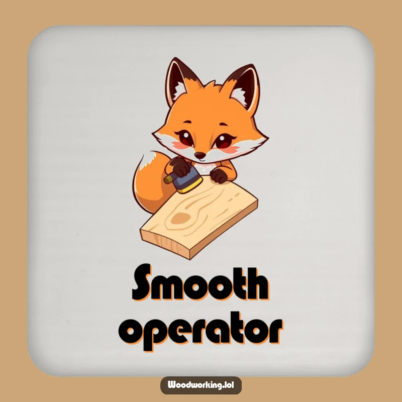 Funny Fox Woodworking Coaster: Protect Surfaces With Focus, Hilarious Gift