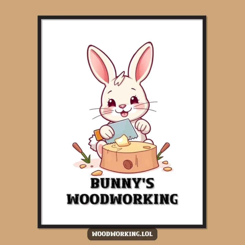 Funny Bunny Woodworker Poster: DIY Art, Hilarious Home Decor, Perfect Gift