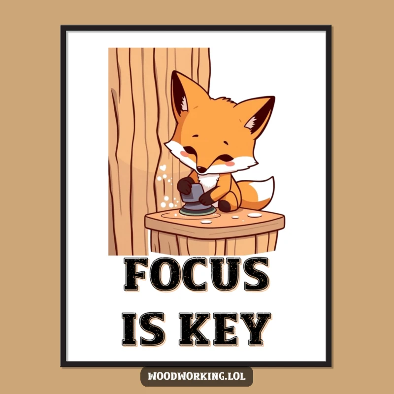 Funny Fox Carpenter Poster: Inspirational DIY Art for Your Workshop!