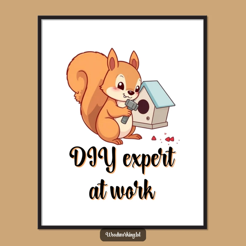 Funny Squirrel Carpenter Poster: DIY Dreams Captured as a Funny Gift