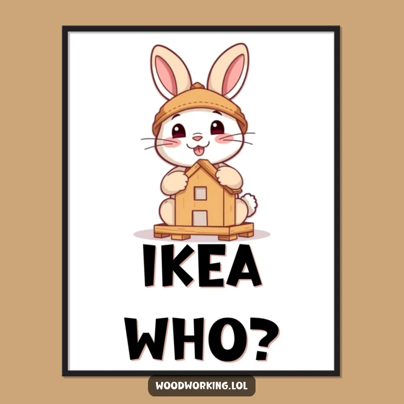Funny Brave Rabbit Art Poster - Inspiring Woodland Build Humor Gift Decor
