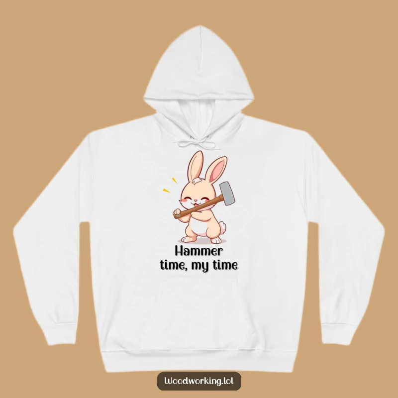Funny Bunny Hammer Hoodie - Cozy Cartoon Apparel for Laugh Lovers!