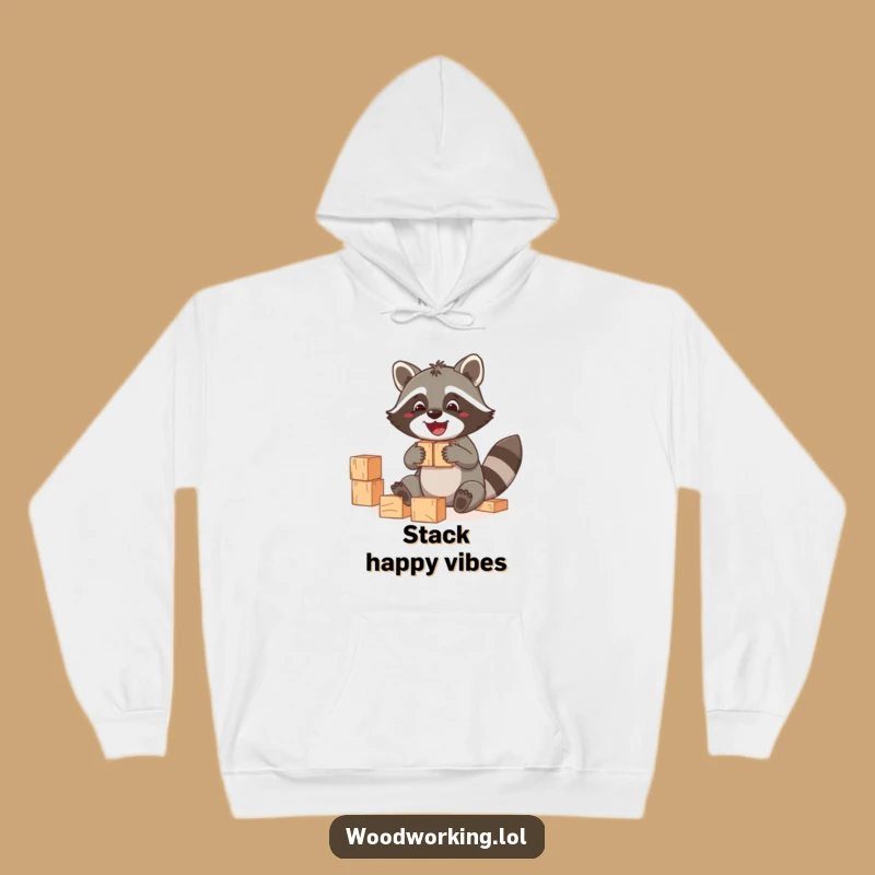 Funny Raccoon Blocks Hoodie: Cozy up with a playful builder's funny gift.