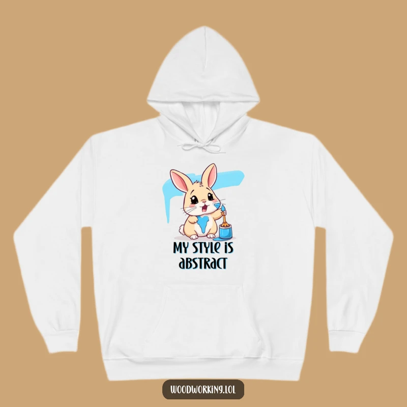 Cozy Funny Rabbit Paint Hoodie: Warmth and Whimsy with Blue Art Mishaps