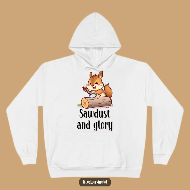 Funny Chipmunk Sawing Log Hoodie: Cozy Carpenter Apparel for Chilly DIY Days
