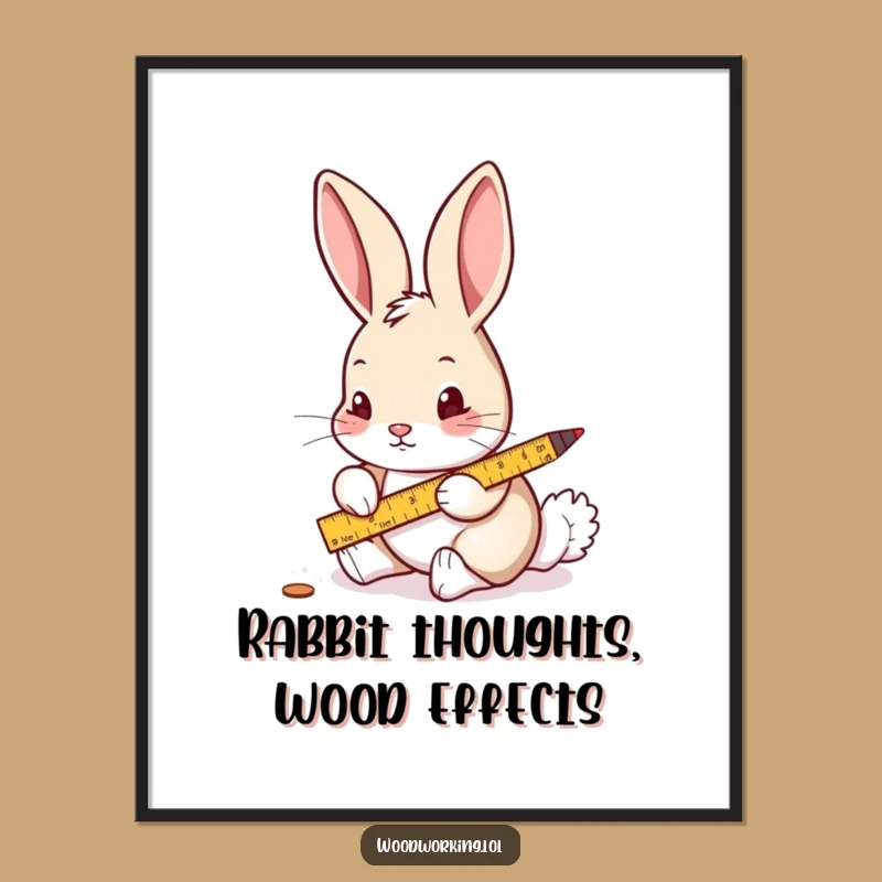 Free Printable Wall Art: Curious Rabbit Measuring Wood, Funny DIY Downloadable Poster!