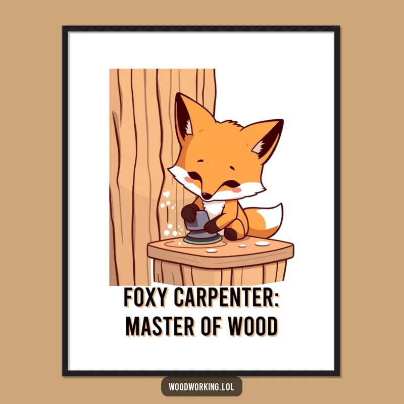 Free Printable Wall Art: Funny Fox Sanding Wood DIY Downloadable Decor