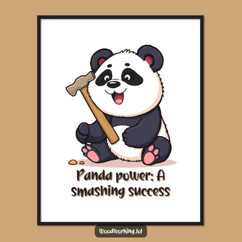 Free Printable Wall Art: Funny Panda Hammering DIY Downloadable Decor
