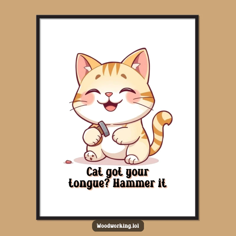 Funny Free Printable Wall Art: Cat Carpenter, Downloadable Humorous Decor