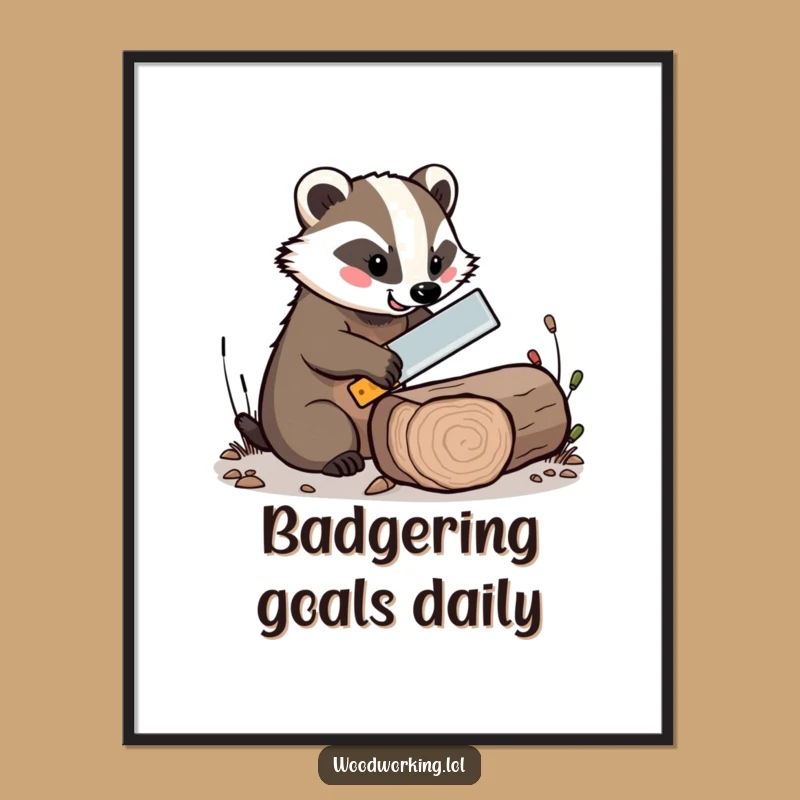 Funny Free Printable Wall Art: Cheerful Badger Sawyer, Downloadable Decor
