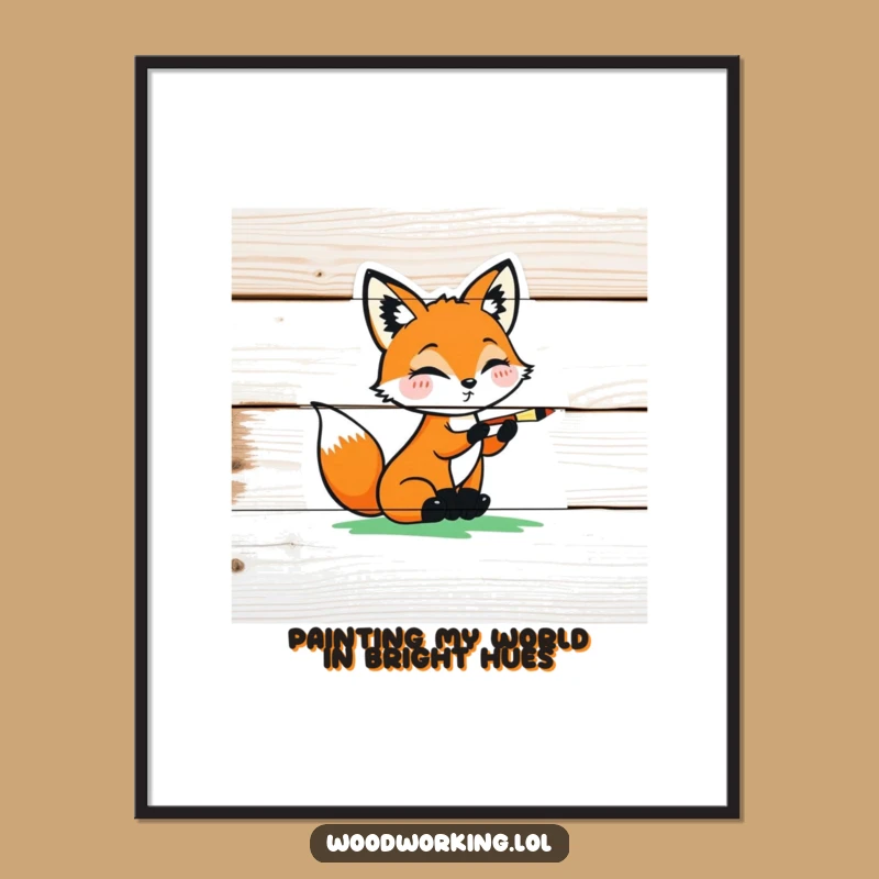 Funny Free Printable Wall Art: Playful Fox Artist, Downloadable Art for Creatives