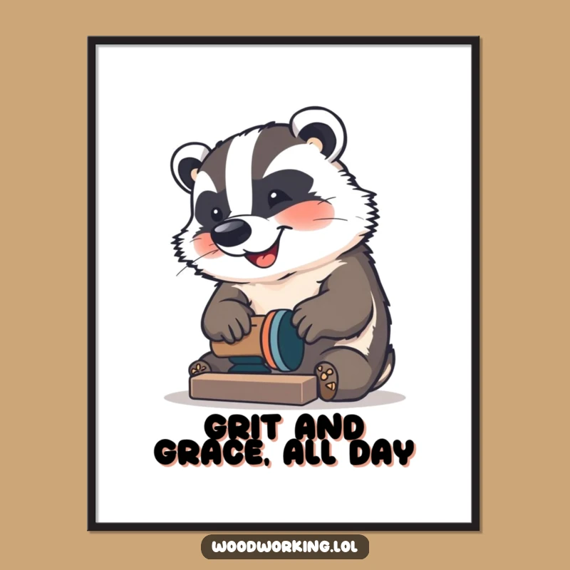 Free Printable Wall Art: Badger at Work - Humorous DIY Downloadable Decor