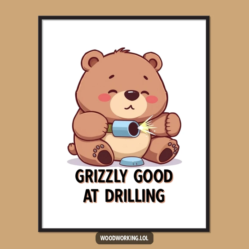 Free Printable Wall Art: Focused Bear at Work - Funny Downloadable DIY Decor