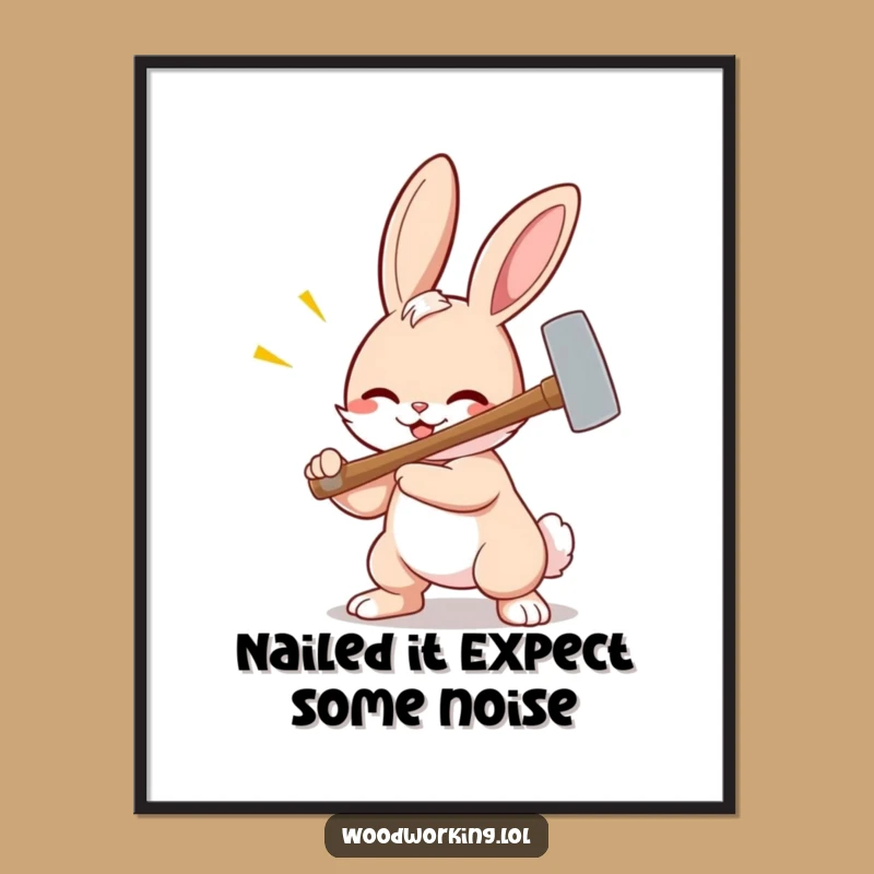 Funny Free Printable Wall Art: Bunny Hammering - Hilarious Downloadable Home Decor!
