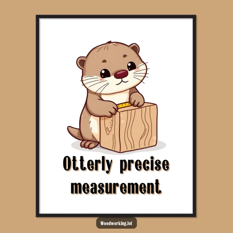 Funny Free Printable Wall Art: Curious Otter Measuring - Downloadable Decor