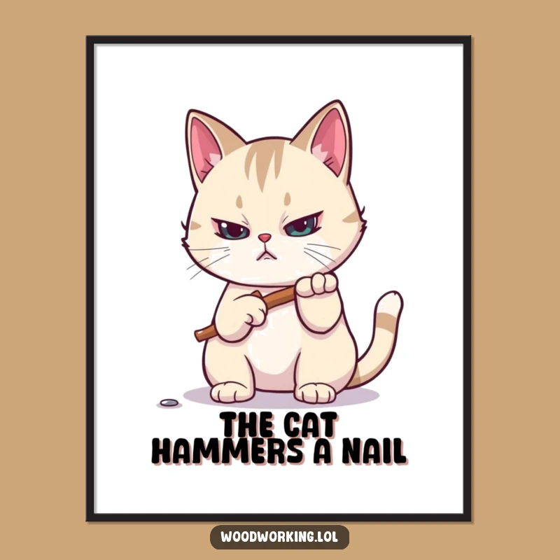 Free Printable Wall Art: Cat's Master Builder Funny Downloadable Art Gift
