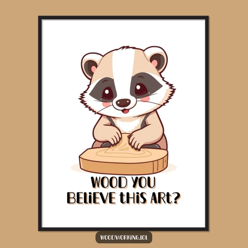 Free Printable Wall Art: Intense Badger Sanding Wood, Funny DIY Downloadable Poster!