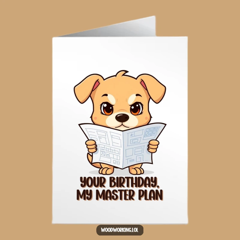 Free Printable Birthday Card: Funny Dog Architect Blueprint - Instant Download Gift