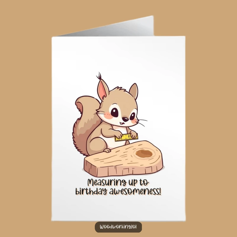 Free Printable Birthday Card: Funny Squirrel Measuring DIY Downloadable Gift