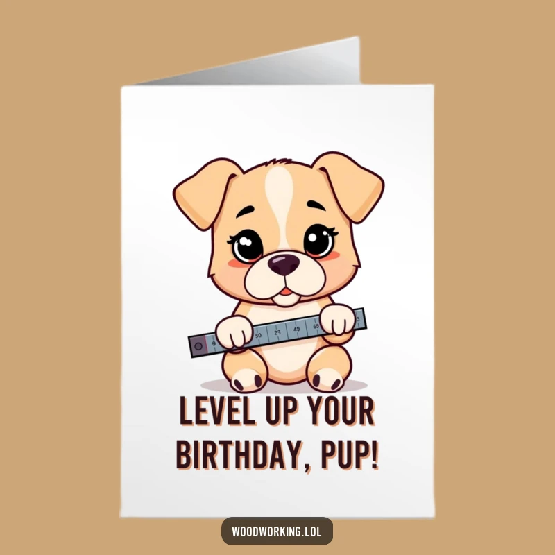 Free Printable Birthday Card: Puppy Leveling Up - Funny DIY Downloadable Gift!