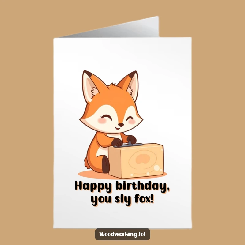 Free Printable Funny Fox Birthday Card: Woodworking Humor Downloadable Gift