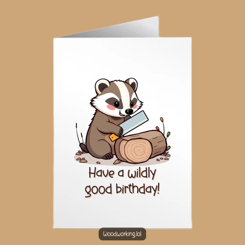Free Printable Birthday Card: Cheerful Badger Sawyer, Downloadable Fun