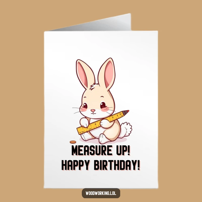 Free Printable Birthday Card: Curious Rabbit Measuring, Funny DIY Downloadable Gift!