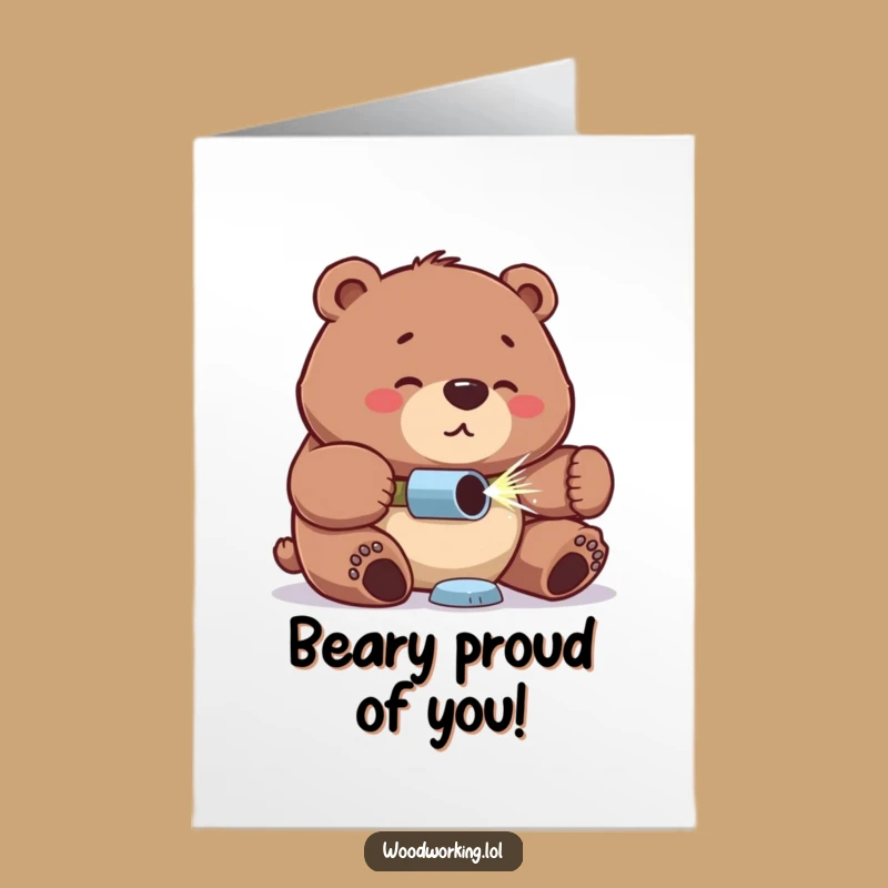 Free Printable Congrats Card: Bear's Focused Project - Funny Downloadable Achievement Gift