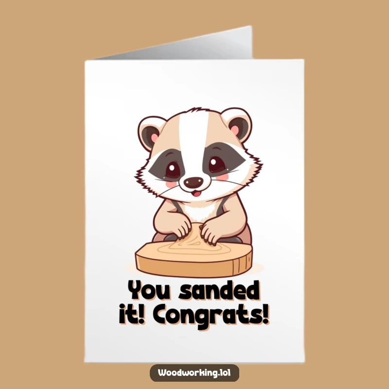 Free Printable Congrats Card: Focused Badger Sanding, Ultimate DIY Downloadable Gift!