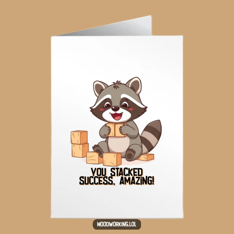 Free Printable Congrats Card: Raccoon Achievement - Downloadable Funny Gift