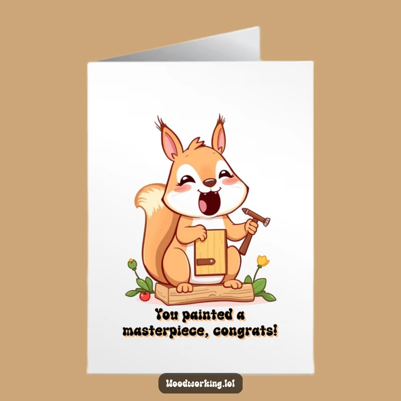 Free Printable Congrats Card: Squirrel Artist - Funny DIY Downloadable Gift!