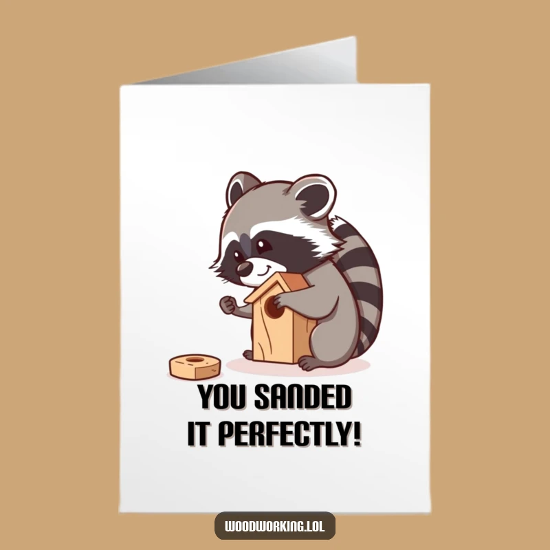 Free Printable Congrats Card: Raccoon Sanding Success DIY Downloadable