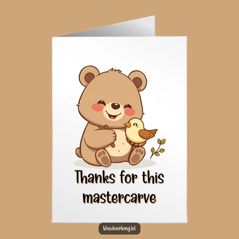 Free Printable Thank You Card: Bear's Crafted Thanks, Funny Downloadable Gift for Gratitude