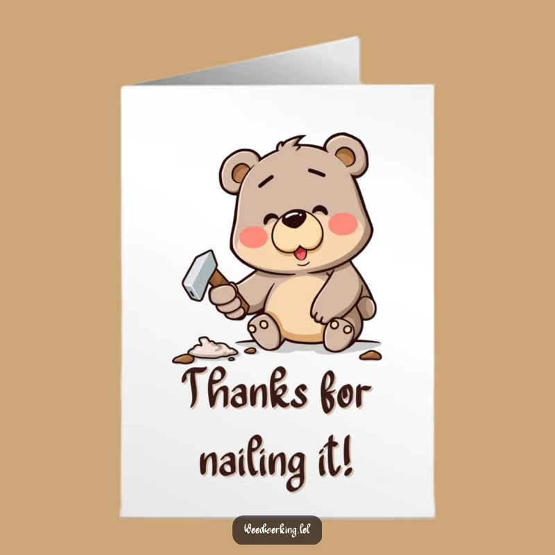 Free Printable Thank You Card: Bear's Effort, Funny DIY Design for Gratitude