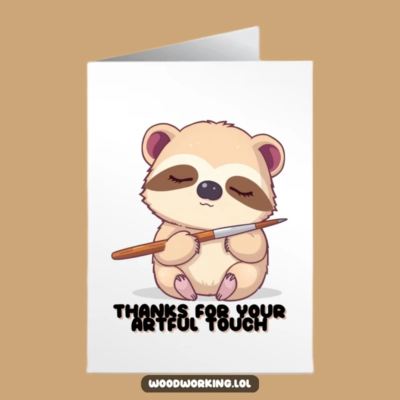 Free Printable Thank You Card: Sloth Artist Offers Thanks, Funny Downloadable Gift