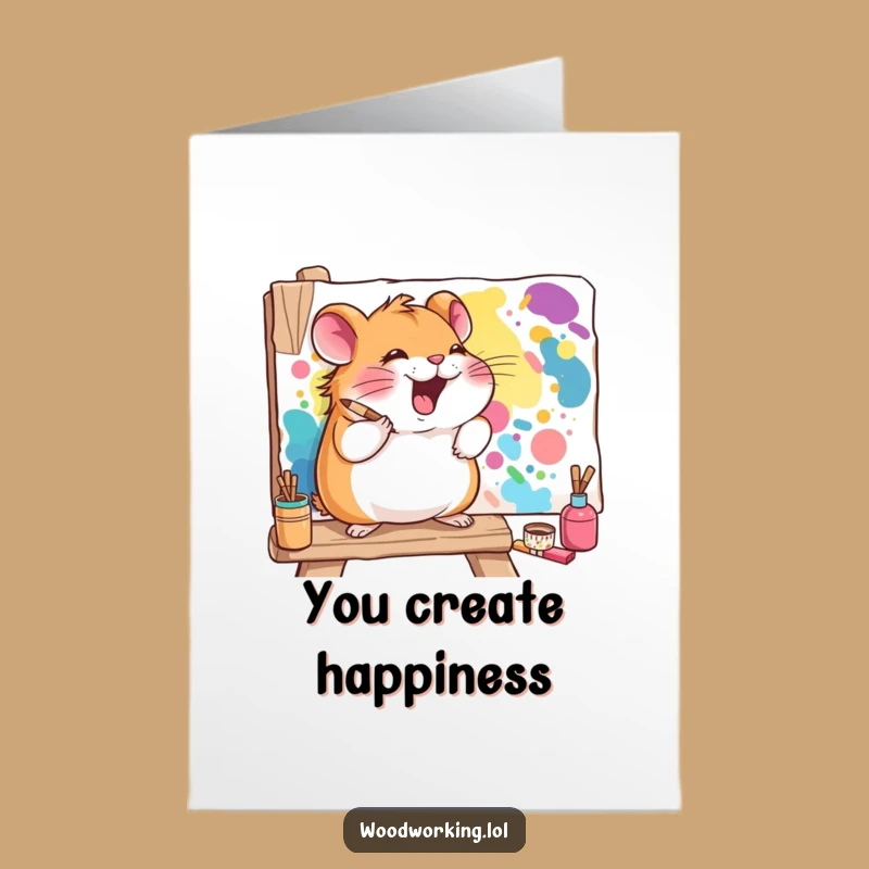 Free Printable Thank You Card: Artistic Hamster - Expressing Thanks Downloadable Gift