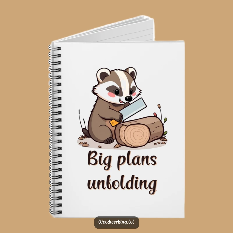 Funny Cheerful Badger Saw Notebook - Journal for Woodland Ideas