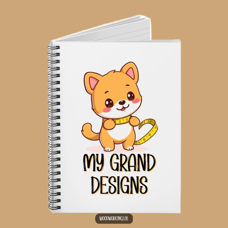 Funny Dog Measuring Wood Notebook - Perfect Gift for Idea Builders!