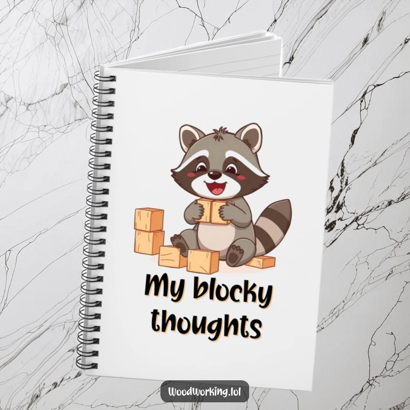 Funny Raccoon Notebook: A jolly raccoon building blocks on the cover, for jotting ideas, a funny gift.