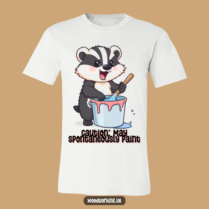 Funny Badger Stirring Paint T-Shirt: Wear Your Artistic Energy with Humor