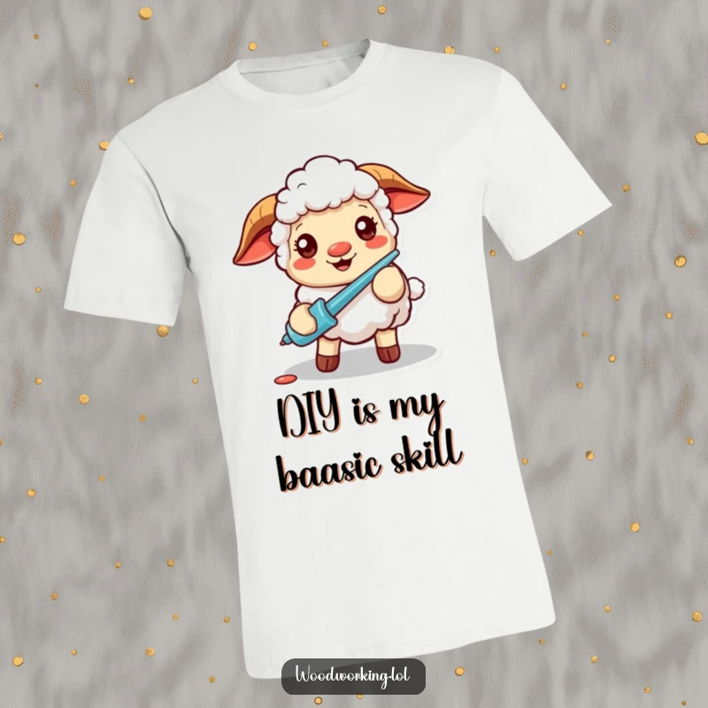 Funny t-shirt showcasing a cheerful sheep intently using a screwdriver, ideal for crafters, builders, and anyone with a sense of humor.