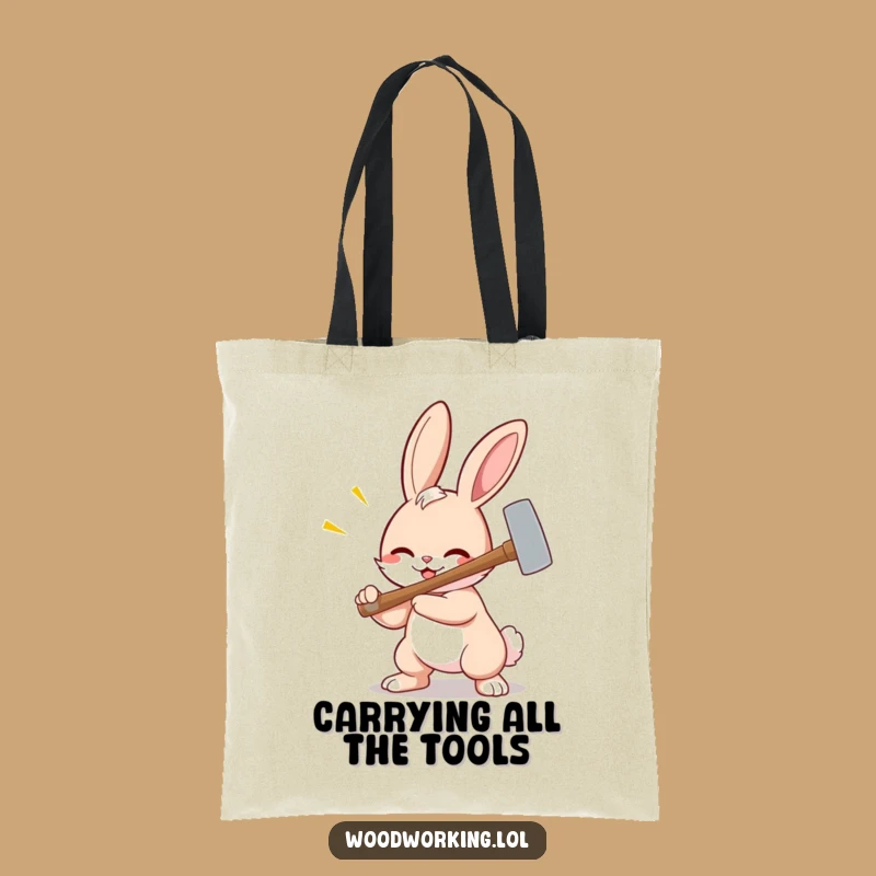 Funny Bunny Hammer Tote Bag - Hilarious Cartoon Carry-All Gift!