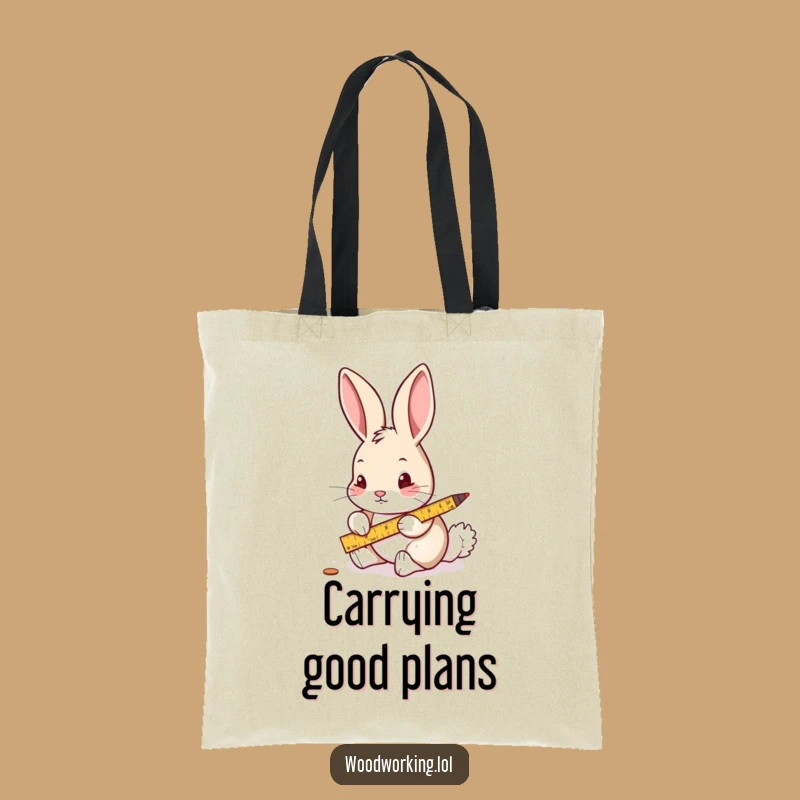 Funny Rabbit Measuring Wood Tote Bag: Hilarious & Practical Gift for Makers