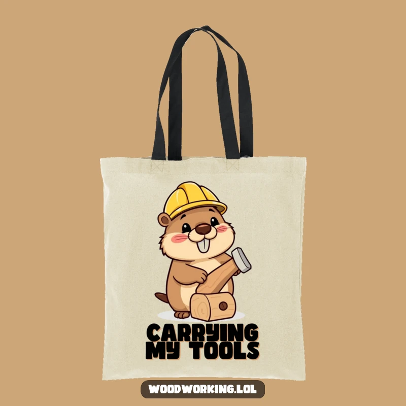 Funny Beaver Builder Tote Bag: Carry Your Projects with Humor, Perfect Gift!