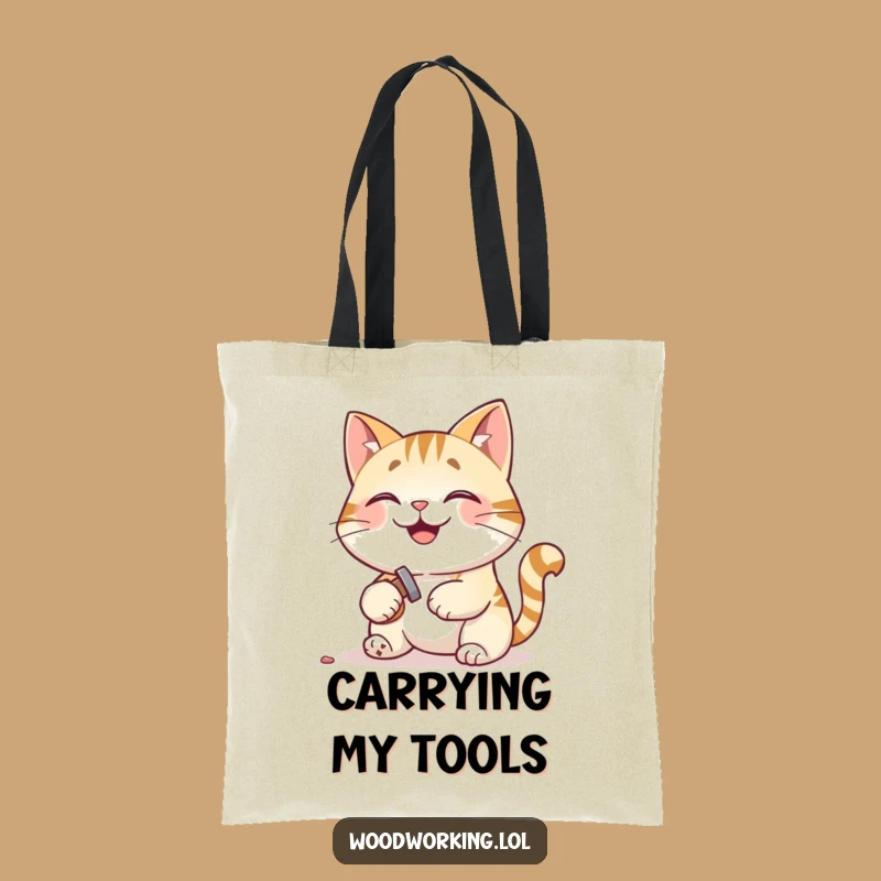 Funny Cat Tote Bag: Hammering Home Success - Humorous Gift