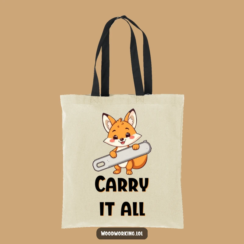 Funny Fox Project Tote Bag: Carry Your Tools (and Smiles) - Hilarious Gift!