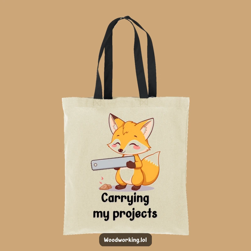 Funny Fox Saw Tote Bag: Carry Your Plans with Cunning, Adorable Style
