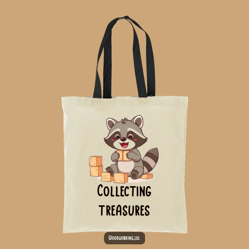Funny Raccoon Blocks Tote Bag: Carry your essentials with this playful builder's funny gift.
